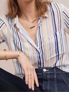 cloth & stone Multicolor Vertical Stripe Casual Button-Down Shirt XL